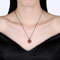 Platinum Plated Gunmetal Plated Necklace Women's Pendant Heart  AAA Zirconia B355