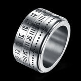 Stainless Steel Band Fashion Wedding Ring Black Men's Unisex Numbers B473