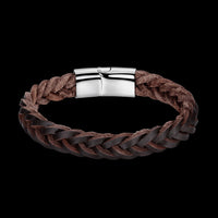 Stainless Steel Leather Bracelet 8 Inches 13MM Slide L382