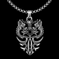 Stainless Steel Necklace Pendant Dragon Biker Gothic 23" 3.5MM Lobster B233