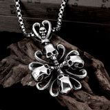 Stainless Steel Necklace Pendant Flower Biker Gothic 19" 2MM Lobster Clasp B221