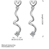 Sterling Silver Plated Earrings AAA Zirconia Push Back Heart .24" L369