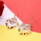 Yellow Gold Platinum Plated Earrings Chandelier Fish Hook Clasp L627