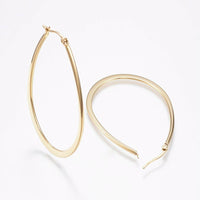 Stainless Steel Hoop Earrings Yellow Gold Silver 1.2" to 2.4" Pin 0.7x1mm  P563