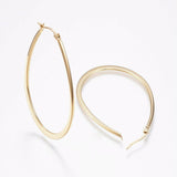 Stainless Steel Hoop Earrings Yellow Gold Silver 1.2" to 2.4" Pin 0.7x1mm  P563