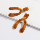 Resin Dangle Earrings Alloy Rectangle Letter U Gold Plated Peru 80x45mm  P647