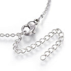Stainless Steel Pendant Necklace  Cross Clear Silver 17.6" 45cm 17x10x1mm Z566