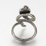 Alloy Finger Ring Wide B Ring Snake Antique Silver Size 9 Adjustable 19mm P410