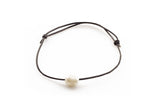 Cowhide Leather Cord Bracelets, with Grade B Natural Freshwater Pearl Beads