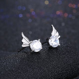 Sterling Silver Plated  Earrings  Stud AAA Zirconia  Push Back Clasp L812