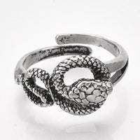 Alloy Cuff Finger Ring Snake Antique Silver Size 9 Adjustable 19mm P456