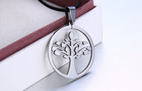 Mens Unisex Stainless Steel Leather Necklace Pendant Tree Of Life Good Luck L10