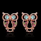 Rose Gold Plated Multicolor Earrings Stud Czech AAA Zirconia Push Back L186