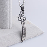 316L Stainless Steel Pendant 0.5716X2.20 Inch Knife Sword Necklace 22" B83