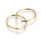 304 Stainless Steel Hoop Earrings Oval Gold 34x28x2mm  1mm P202