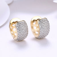 Yellow Gold Plated Earrings  Hoop Huggies AAA Zirconia  Latch Back Clasp L566