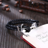 Stainless Steel Leather Bracelet 8.5 Inches 8.9MM Clip L351