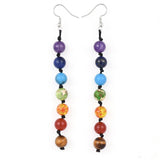 Chakra Gemstone Resin Dangle Earrings Earring Hooks 97~100mm 0.6mm Z299