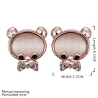 Rose Gold Plated Earrings Stud Push Back Bear 1.08"  L315