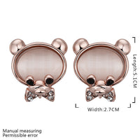 Rose Gold Plated Earrings Stud Push Back Bear 1.08"  L315