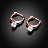 Rose Gold Plated Earrings Hoop Huggies AAA Zirconia  Latch Back Clasp L463