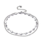 304 Stainless Steel Multi-Strand Anklet Bracelet Lobster Heart Silver 9.2" Z9