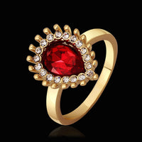 Gold Red Zirconia Band Ring Size 8 B105