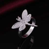 Sterling Silver Plated Butterfly Dragonfly Ring Size 8 B5