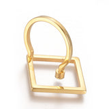 304 Stainless Steel Hollow Rings Rhinestone Rhombus Gold Adjustable 17mm Z717