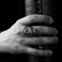 Stainless Steel Antique Gothic Biker Tribal Ring Black Men's Unisex B185