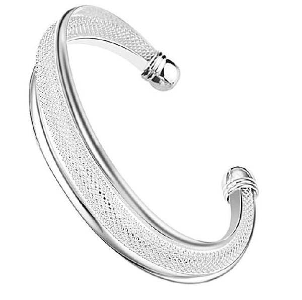 Women's Unisex Sterling Silver Plated  Cuff Open Adjustable 14.7MM No Clasp L103-1