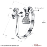 Sterling Silver Plated Fashion Resizable Ring AAA Zirconia Women Heart B419