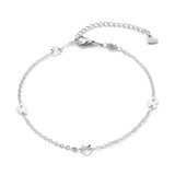 Stainless Steel Cable Anklet Bracelet Heart Lobster Silver Adjustable 8.7"  Z24