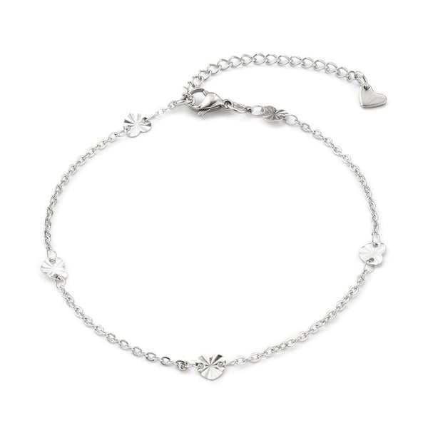 Stainless Steel Cable Anklet Bracelet Heart Lobster Silver Adjustable 8.7"  Z24