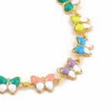 Enamel Necklace Stainless Steel Lobster Butterfly Gold 16.49" 41.9cm Z660