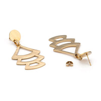 Stainless Steel Dangle Stud Earrings Laser Cut Tree Gold 63mm 0.8mm Z333