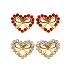Rose Gold Platinum Plated Red Earrings AAA Zirconia Push Back Heart .68" L309