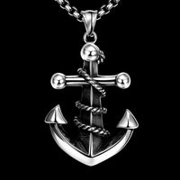 Stainless Steel Necklace Pendant Cross Anchor Biker 23" 3.5MM Lobster Clasp B239