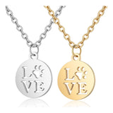 304 Stainless Steel Pendant Necklace Round Word Love Silver Color 16" 1mm A406