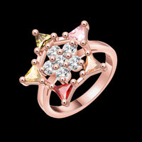 Rose Gold Plated Fashion Ring Green Pink Red AAA Zirconia Women B261