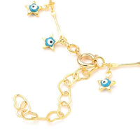 Enamel Charm Bracelet Bar Spring Ring Star Evil Eye Gold 7.7" Z158