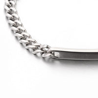 Stainless Steel Curb Link Chain ID Bracelet Faceted Silver Color 7.2" 5mm P277