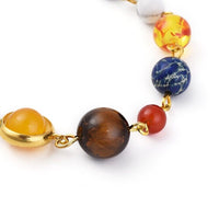 Universe Galaxy Nine Planets Guardian Star Natural Gemstone Beads Bracelet P531