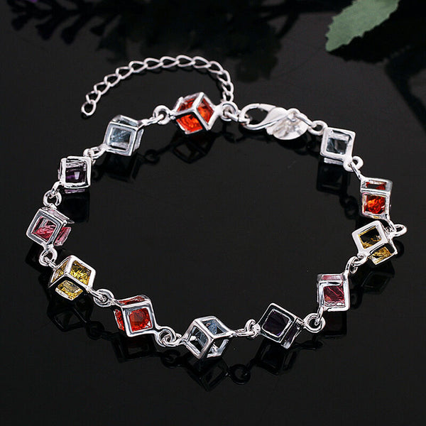 Women's Sterling Silver Plated  Bracelet Adjustable Size 8-9 Inches 9MM Lobster L8