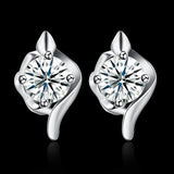 Sterling Silver Earrings  Stud AAA Zirconia  Push Back Clasp L765