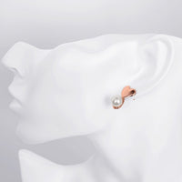 Rose Gold Plated Earrings Drop Dangle Synthetic Pearl Push Back 0.32" L167