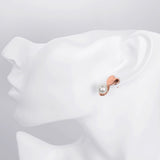 Rose Gold Plated Earrings Drop Dangle Synthetic Pearl Push Back 0.32" L167