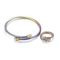 Stainless Steel Torque Bangles Rings Set Gold 2-1/8" 53mm 17mm Z825