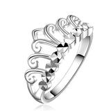 Sterling Silver Plated Fashion Ring Women Crown B132