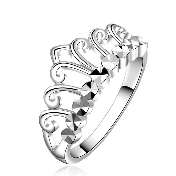 Sterling Silver Plated Fashion Ring Women Crown B132